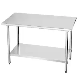 KLEENSTEEL - 24" x 48" NSF Stainless Steel Worktable Adjustable Undershelf for Kitchen & BBQ