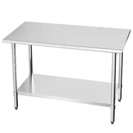 Front. KLEENSTEEL - 24" x 48" NSF Stainless Steel Worktable Adjustable Undershelf for Kitchen & BBQ.