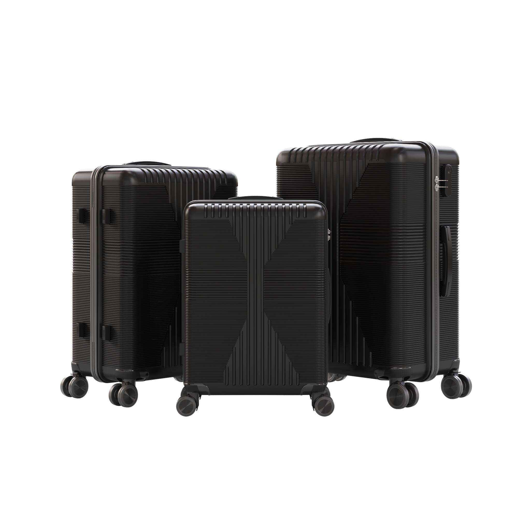 Alt View 3. Winado - 3-in-1 20" 24" 28" Trolley Carry On Luggage Set Spinner Wheels Lightweigh Hardside PP Suitcase Sets with Built-in Lock - Black.