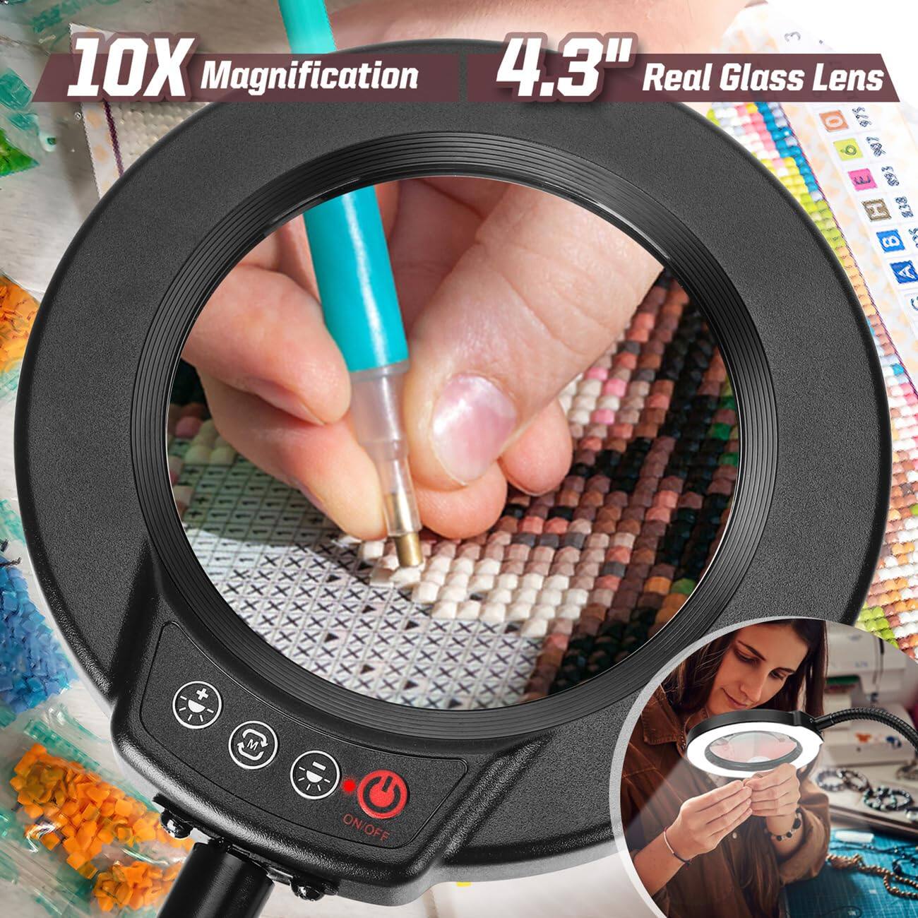 TECH SAFARI Magnifying Glass With Light And Stand Color Modes Stepless ...