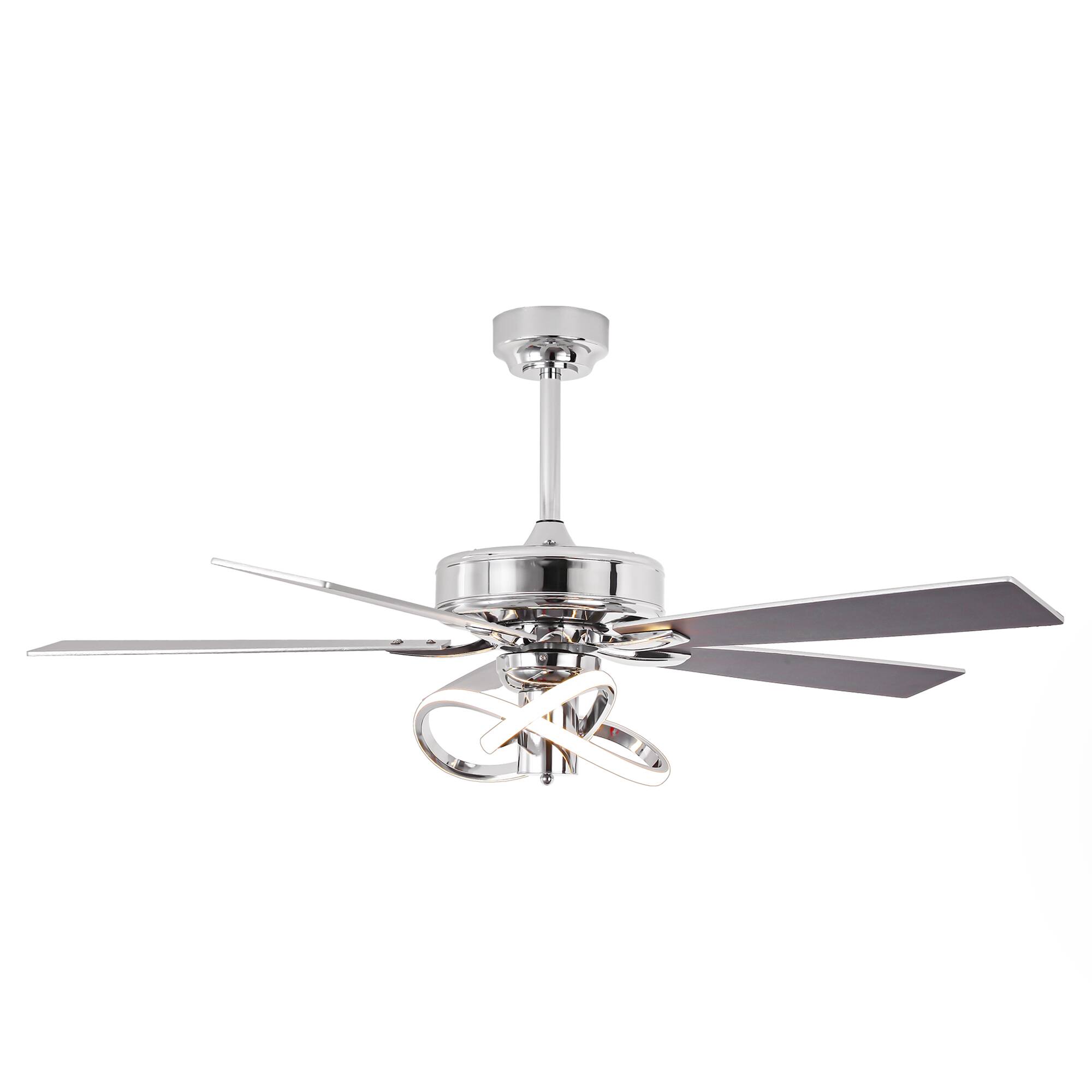 Alt View 2. Parrot Uncle - 52-Inch Modern Chrome Integrated LED Ceiling Fan with Light and Remote Control - Chrome.