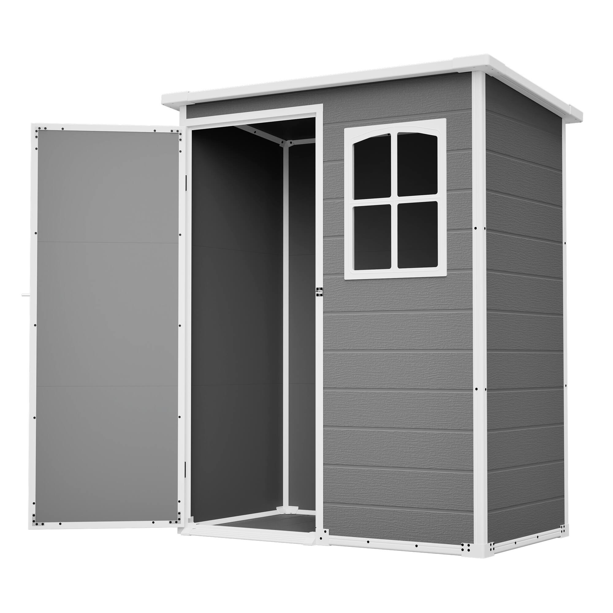 Alt View 8. Mondawe - 5x3ft Resin Outdoor Storage Shed with Floor, Waterproof Lockable Design and Window - Gray.