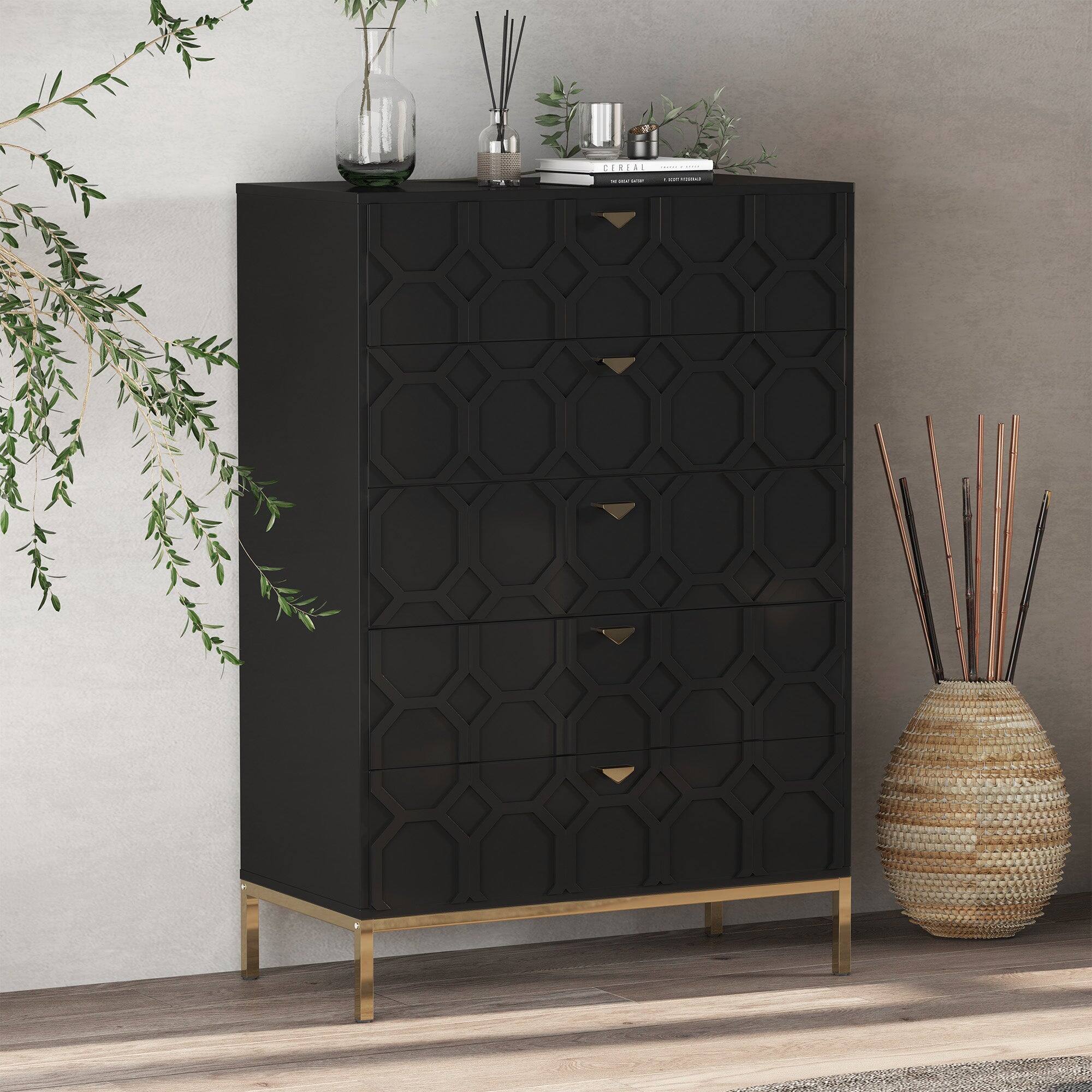 Alt View 2. Boyel Living - 49.2 in. H Freestanding Storage Cabinet Black 5 Drawer Accent Cabinet - Black.