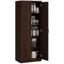 Homcom - 2-Door Kitchen Pantry, Freestanding Cabinet with 2 Adjustable Shelves for Dining Room - Brown