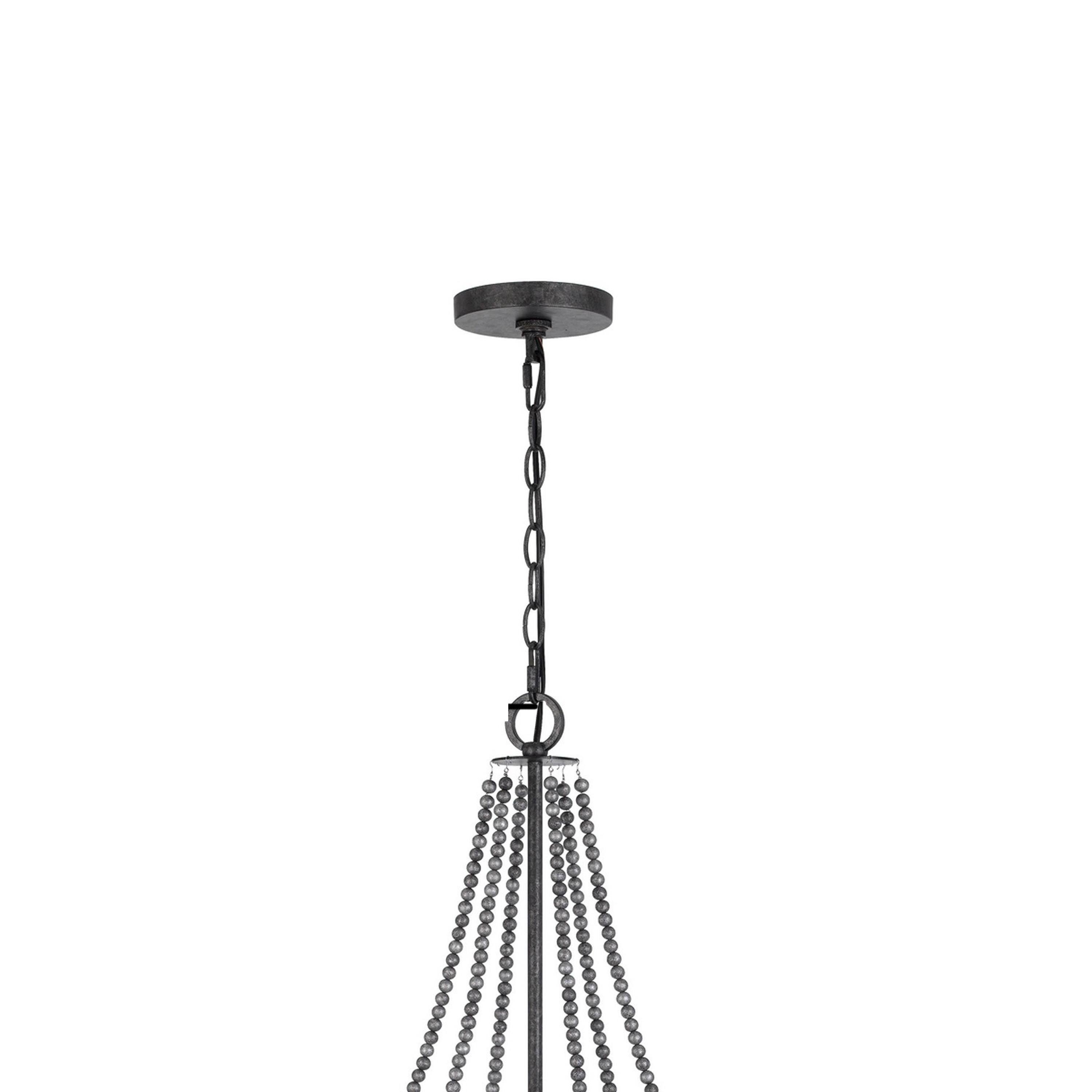Left. Manhattan Lane - Tura 30 Inch Chandelier, Classic Chrome Beaded Candelabra Design - Silver.