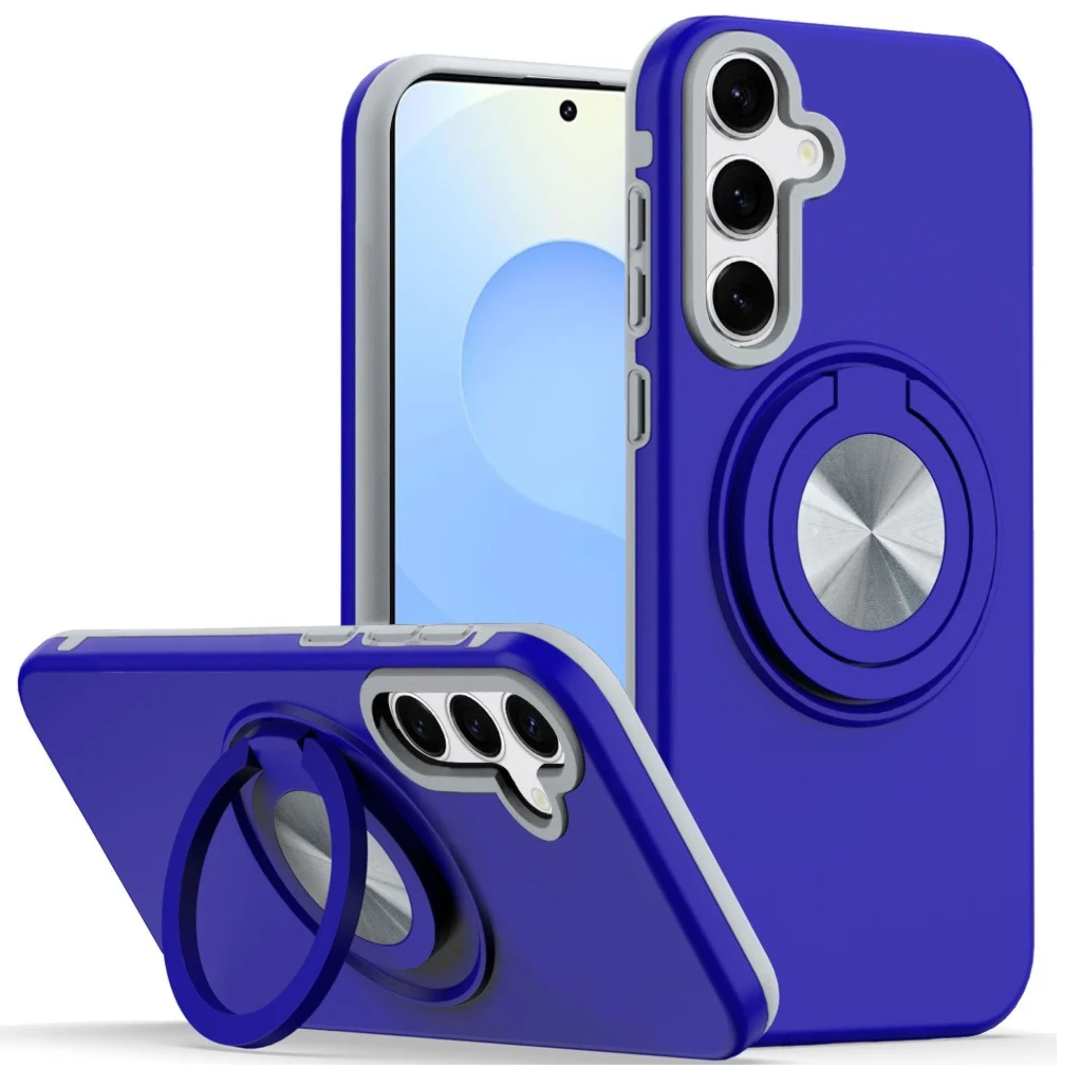 Kitcheniva - Shockproof Ring Stand Protective Cover With 2 Tempered Glass For Samsung S24 S25 Plus - Blue price history on PriceWatchPro