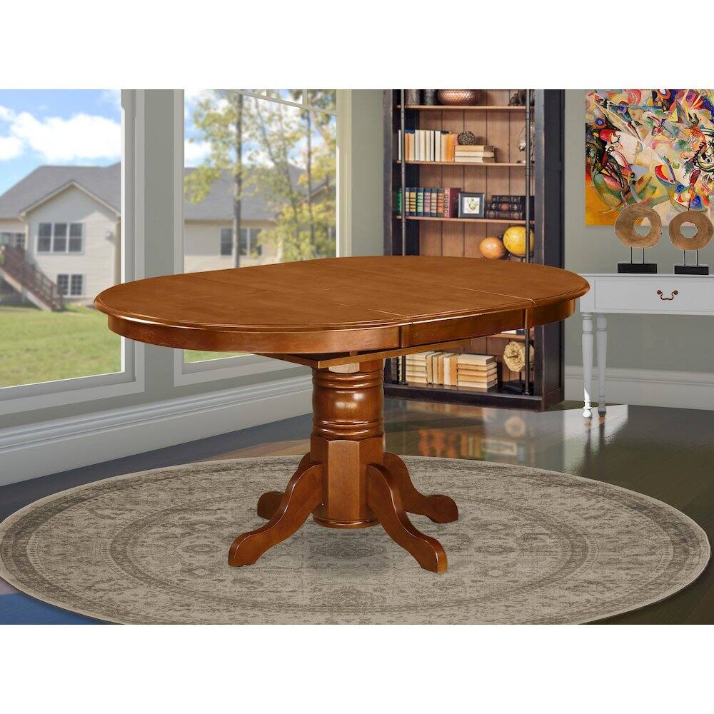 Alt View 4. East West Furniture - Oval Table with 18" Butterfly leaf - Saddle Brown - Brown.