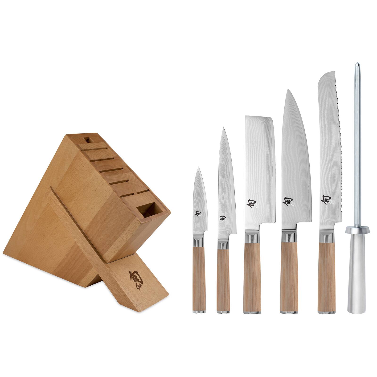 Alt View 1. Shun - Classic Blonde 7 Piece Block Set with Birchwood Kickstand Block - Silver.