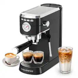 Casabrews - CM5418 Espresso Machine, 20 Bar Coffee Maker with PID Temperature Control, Pressure Gauge - Black