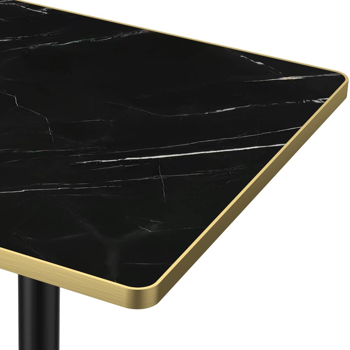 Back. Loheer - Loheer 31.5 inch Square Dining Table with Sintered Stone Tabletop, Black and Gold - Black and Gold.