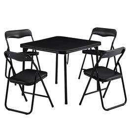 Vecelo - Kids Folding Table and Chairs Set of 5- Toddler Activity Center , Play & Learning, Indoor Outdoor Use - Black