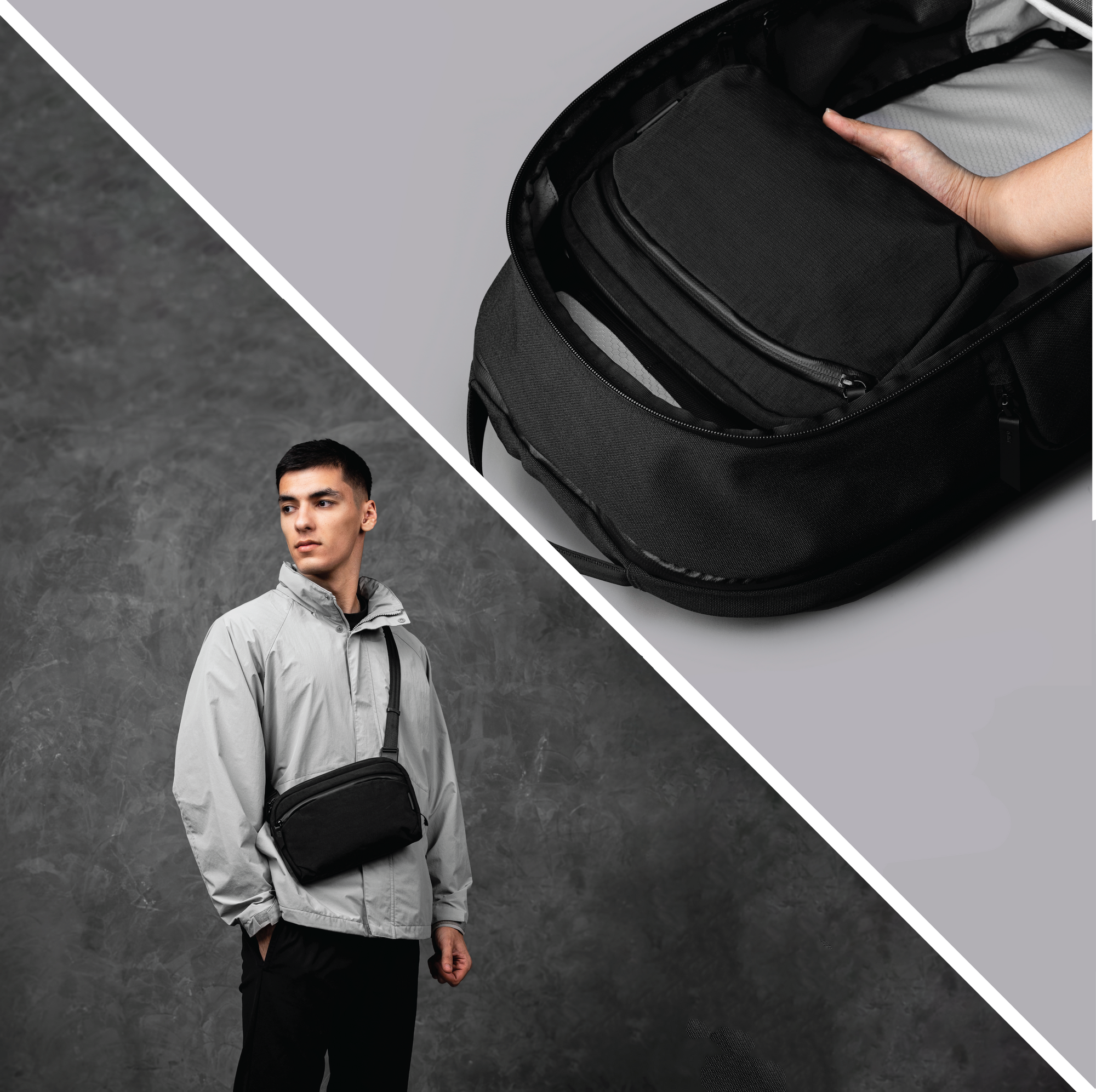 Alt View 7. ALPAKA - ALPAKA Flight Sling 2L Lightweight Packable Travel Sling Bag with Tablet Sleeve and Detachable Strap - Moonlight Blue/Grey Axoflux 400D.