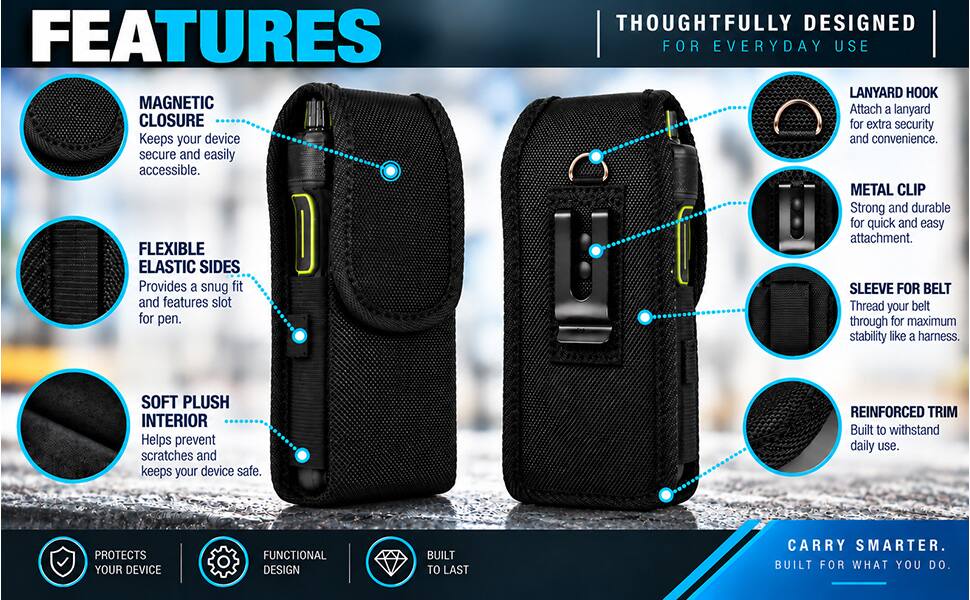 Nakedcellphone Rugged Canvas Pouch Case with Clip and Belt Harness for ...