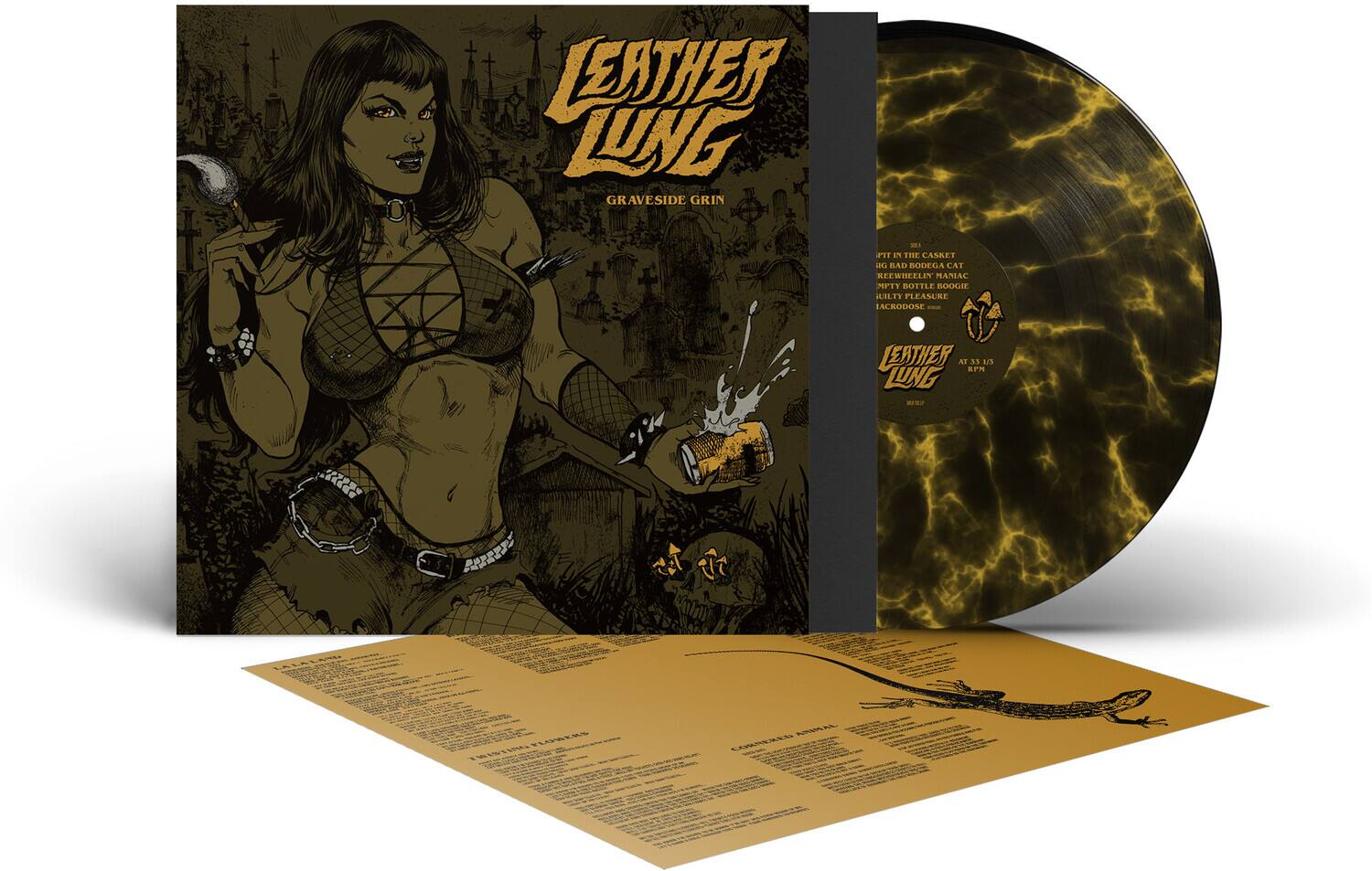 Leather Lung - Graveside Grin - Black & Yellow Marble   - VINYL LP