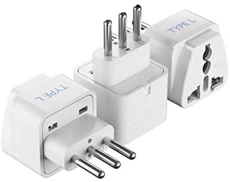 Ceptics - Italy Type L Travel Plug Adapter 3-Pack - White