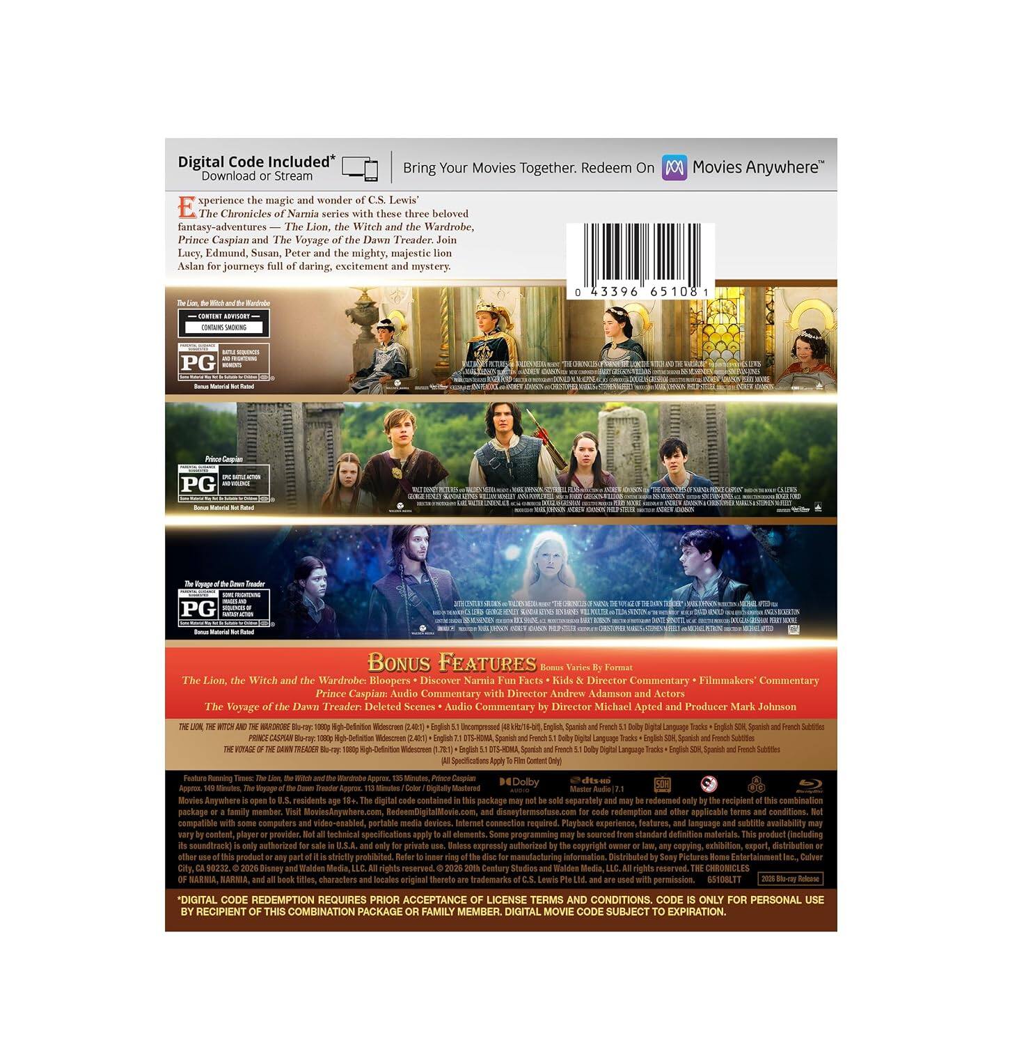 Alt View 1. Chronicles Of Narnia 3-Movie Collection (Blu-ray + Digital).