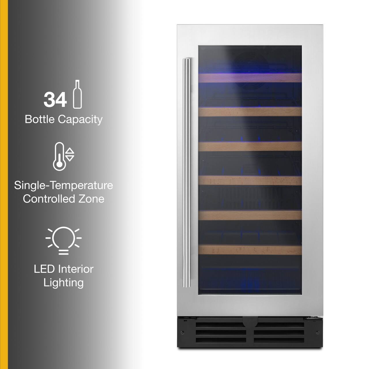 34 Bottle Capacity Single-Temperature Controlled Zone LED Interior Lighting