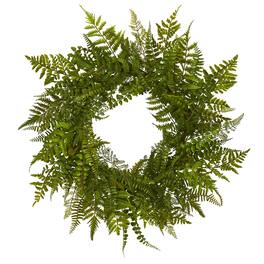 BreeBe - 24" Mixed Fern Wreath - Green