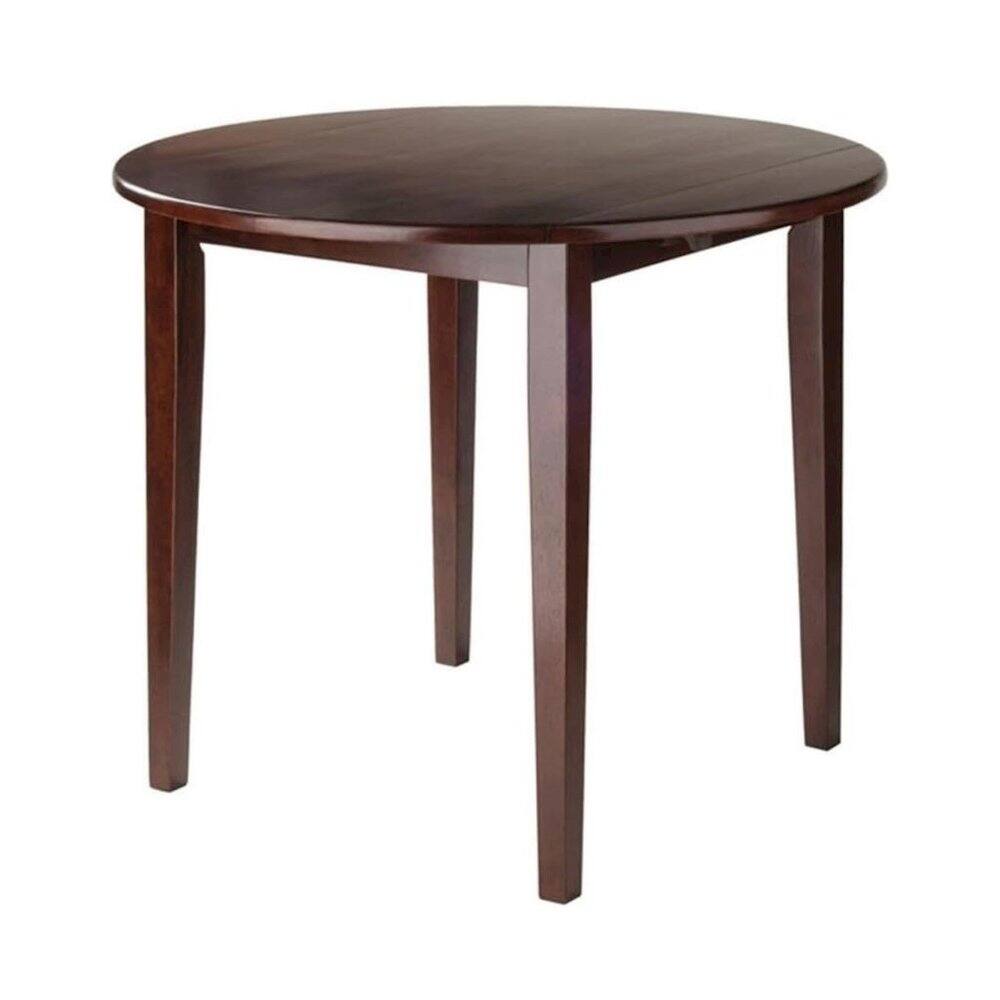 Left. FurniFact - Walnut Drop Leaf Table And Chairs, Small Round Dining Set With 2 Seats - Walnut.