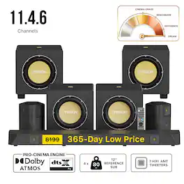 Nakamichi - DRAGON 5500W Surround Sound System w/ Quad 12" Subwoofers, Dolby Atmos Soundbar w/ DTS:X PRO and Home Theater Processing - Black