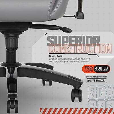 SUPERIOR CONSTRUCTION  
Quality Build  
Crafted for superior resilience and style, and safely supports up to 400 pounds.  

PRO 400 LB CORE WEIGHT CAPACITY  
Exceeds the requirements of ANSI / BIFMA X5.1  

SGX 200