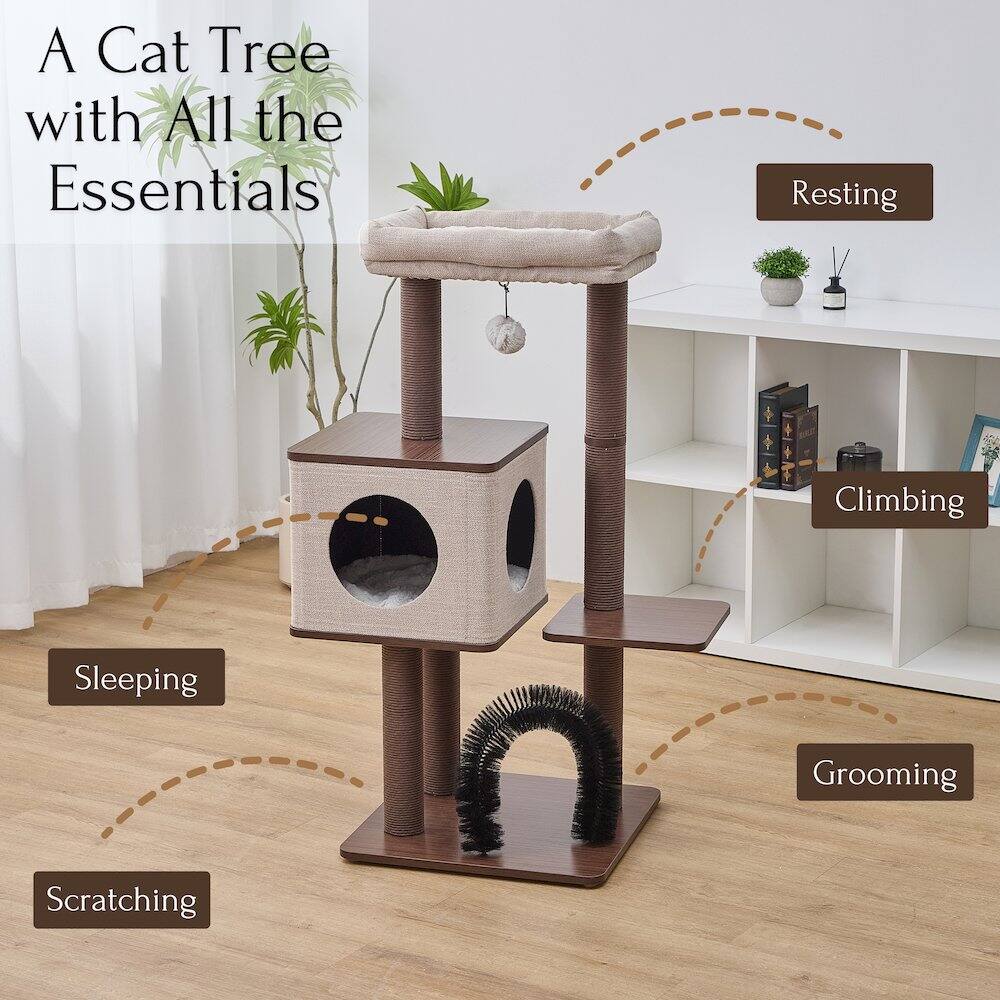 A Cat Tree with All the Essentials

- Resting
- Climbing
- Sleeping
- Grooming
- Scratching
