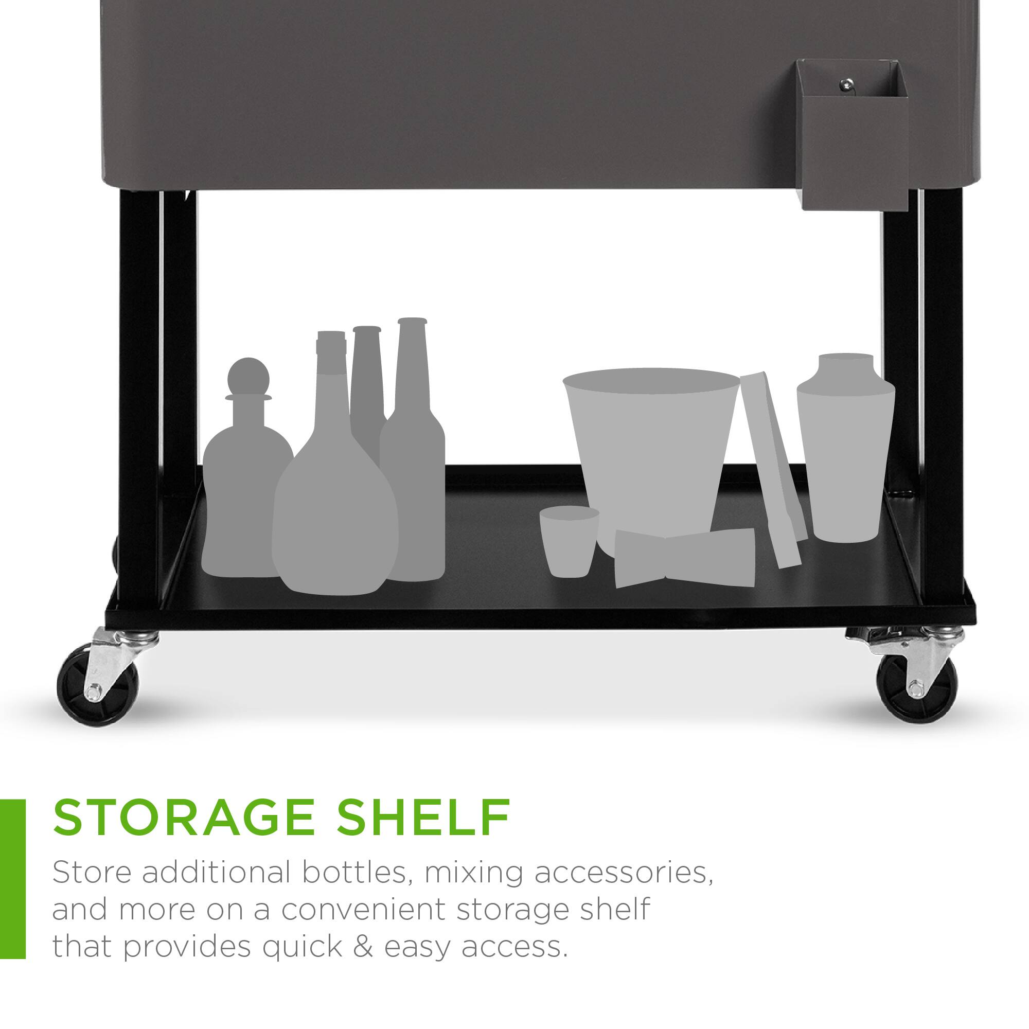 STORAGE SHELF

Store additional bottles, mixing accessories, and more on a convenient storage shelf that provides quick & easy access.