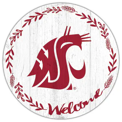 Front. Fan Creations - Washington State Cougars 12" Welcome Circle Sign - Multicolor.