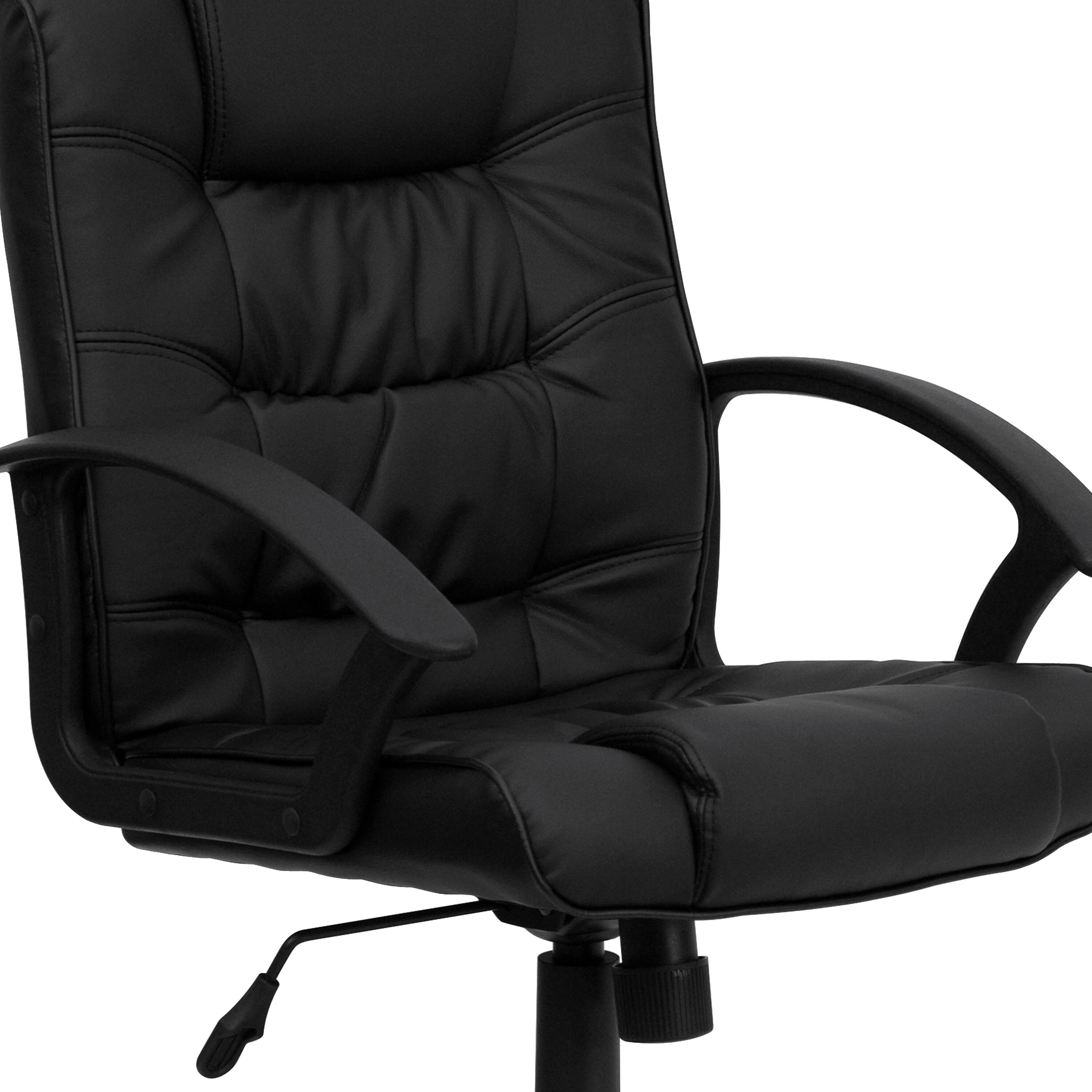 Alt View 9. Emma + Oliver - Mid-Back Leather Ripple and Accent Stitch Upholstered Swivel Task Office Chair with Arms - Black.