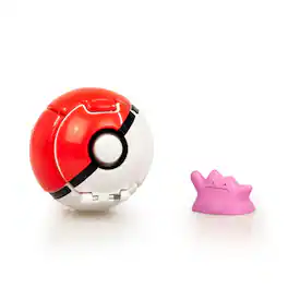 Pokémon - Throw 'N' Pop Poké Ball & Ditto Set | Includes Ball & 2" Ditto Figure - Red/White