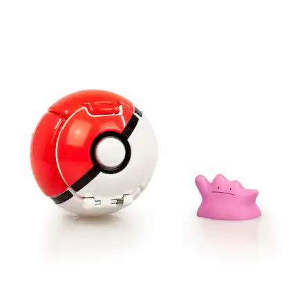 Front. Pokémon - Pokémon Throw 'N' Pop Poké Ball & Ditto Set | Includes Ball & 2" Ditto Figure - Red/White.