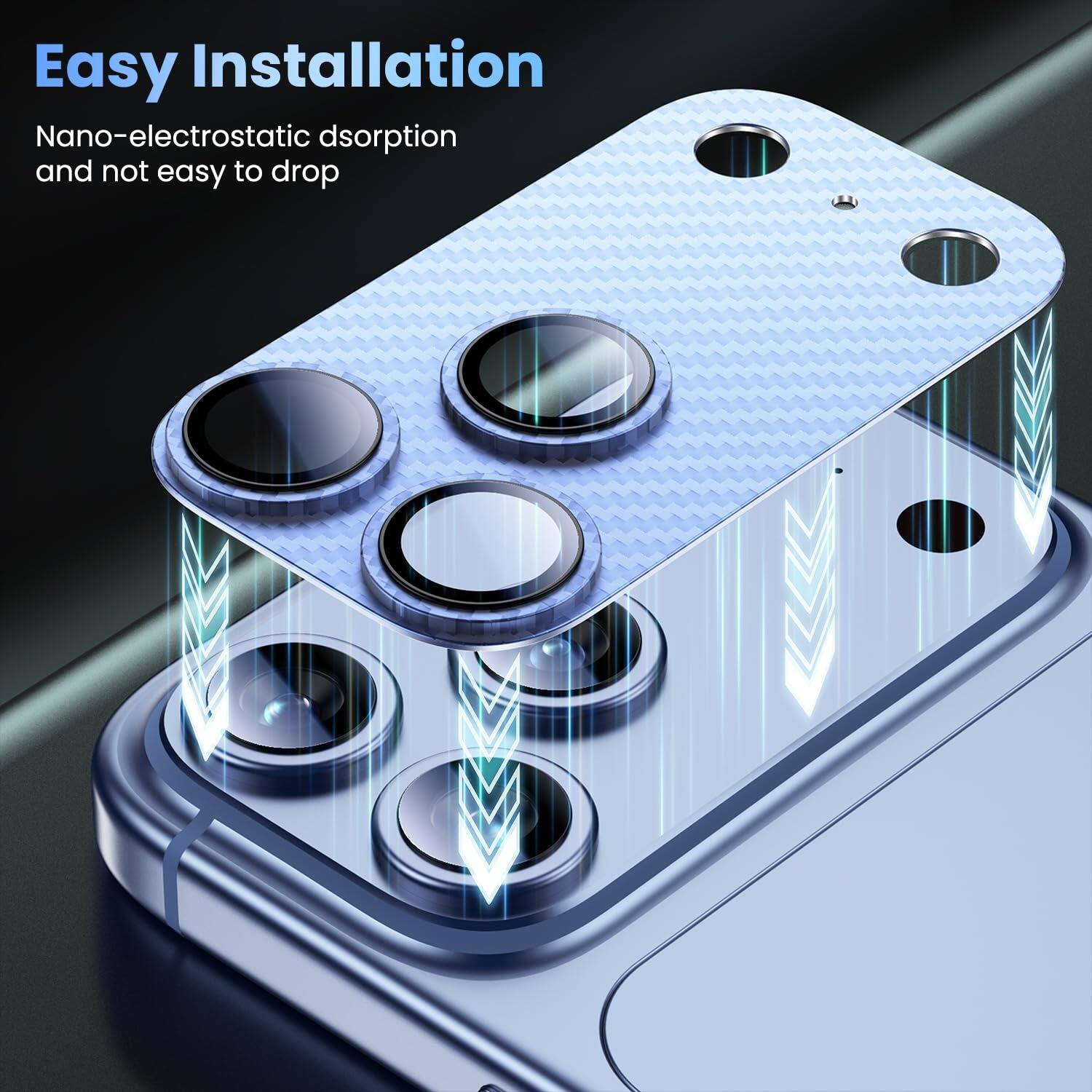 Easy Installation  
Nano-electrostatic adsorption and not easy to drop