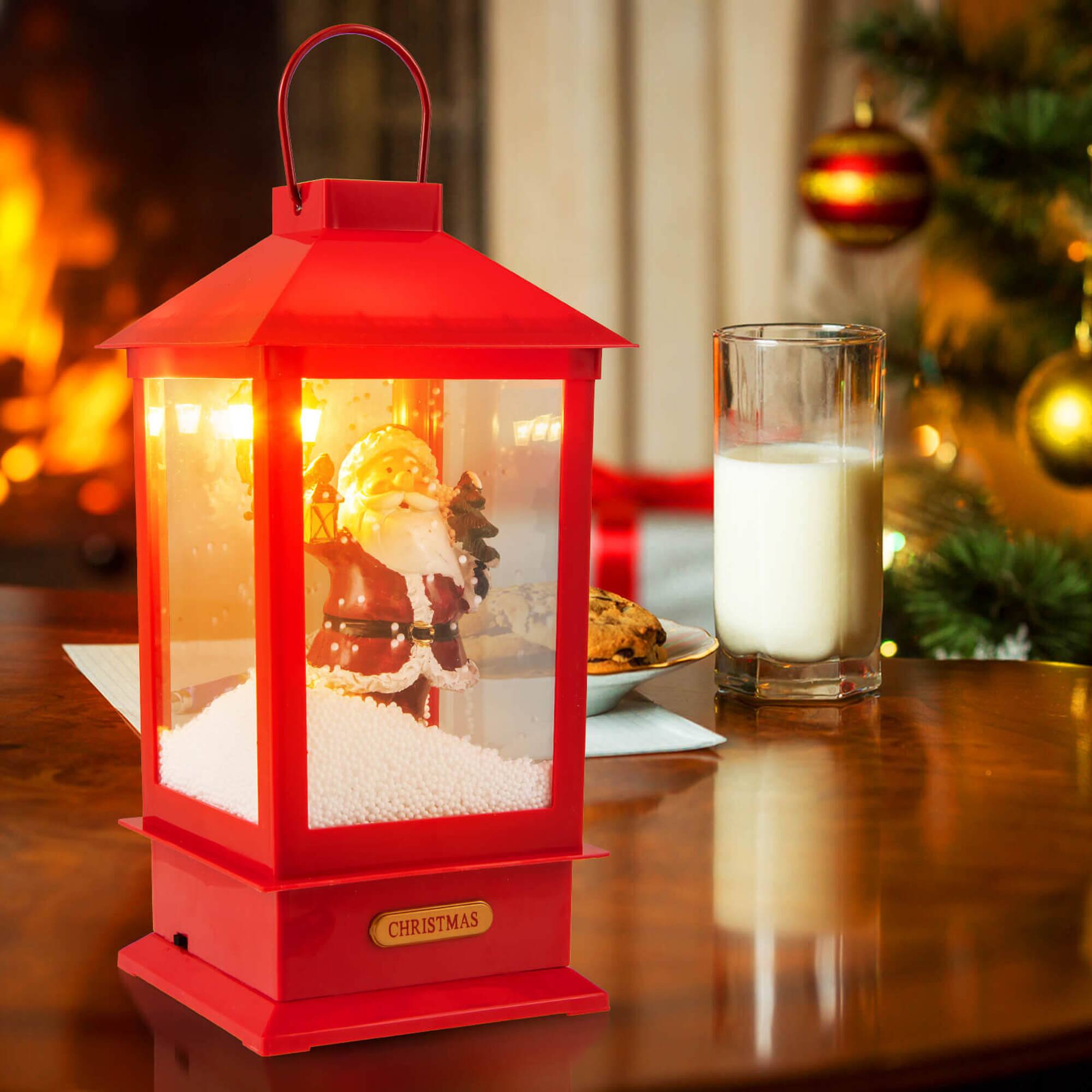 Alt View 3. Costway - Costway 61" Christmas Street Lamp with Detachable Snow Globe Lantern Street Light Inside - Red.