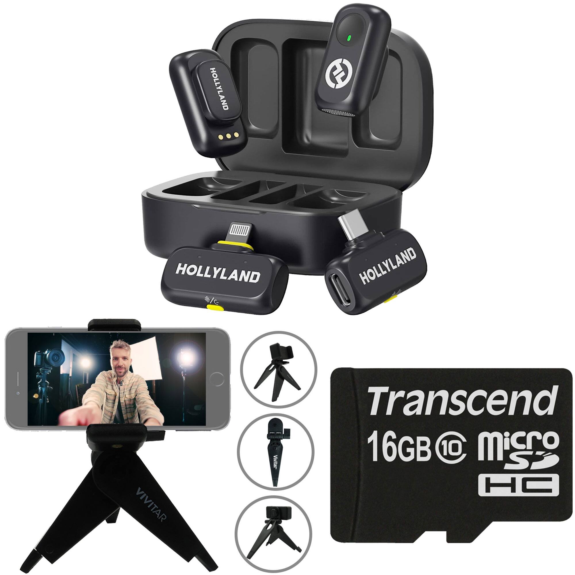 HOLLYLAND - LARK A1 Combo Wireless Mic System for Mobile Devices Video Bundle