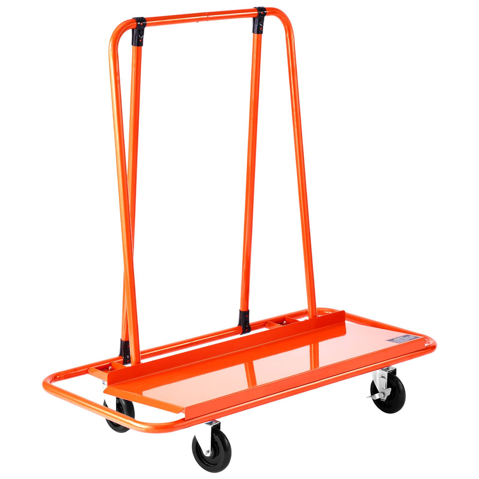Angle. LOVMOR - 1800-Lb Drywall Panel Dolly with Tie-Down Strap and 4 Swivel Casters for Plywood and Glass - Orange.