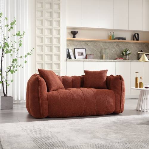 Left. GOODSILO - Premium Two-Person Square Recliner Sofa with High Resilience Foam Core for Ultimate Comfort and Relaxation - Red+Brown.