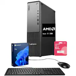 Lenovo - Upgraded - ThinkCentre neo 55s Desktop - AMD Ryzen 5 220 - 8GB RAM 512GB SSD - Wired Keyboard & Mouse - Adata 64GB USB Drive - Black