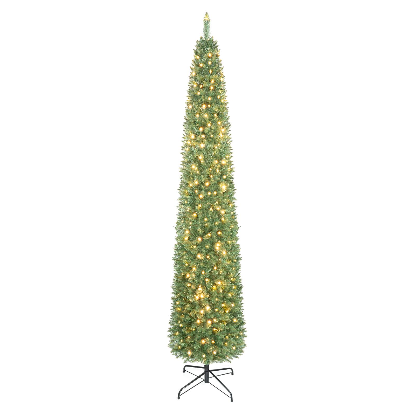 Front. Costway - Costway 9 FT Pre-Lit Pencil Christmas Tree with 400 LED Lights & 699 Branch Tips Party - Green.