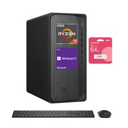 HP - OmniDesk Desktop - AMD Ryzen 7 8700G with 64GB RAM, 1TB SSD - Windows 11 Pro - Wireless K & M - Adata 64GB USB Drive - Black