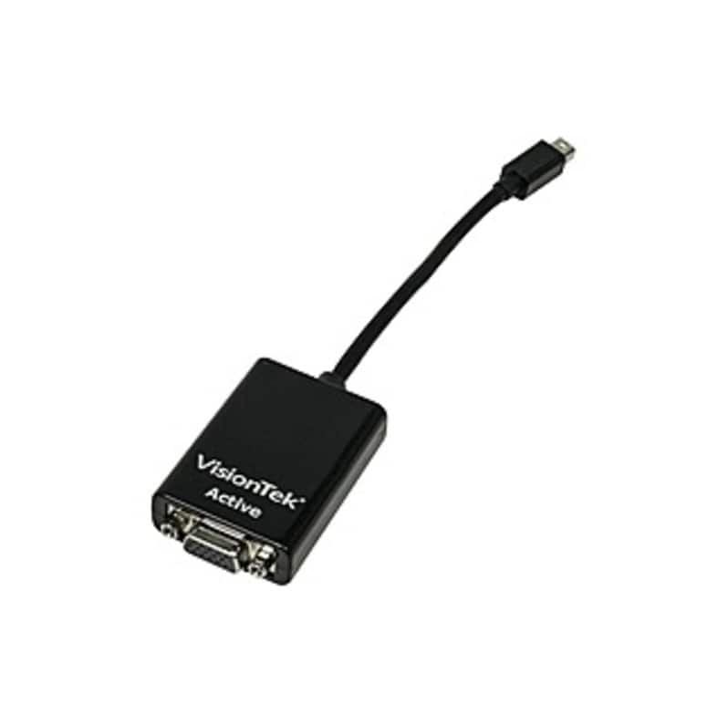 Visiontek - Mini DisplayPort to VGA Adapter (M/F) - Mini DisplayPort to VGA Active Adapter - mDP to VGA Adapter Male to Female 5 inc - Black