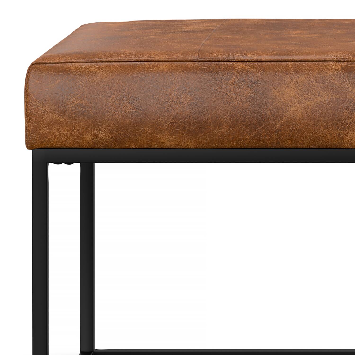 Alt View 6. Simpli Home - Candice 56 inch Wide Rectangle Ottoman Bench in Tan Genuine Leather - Tan.