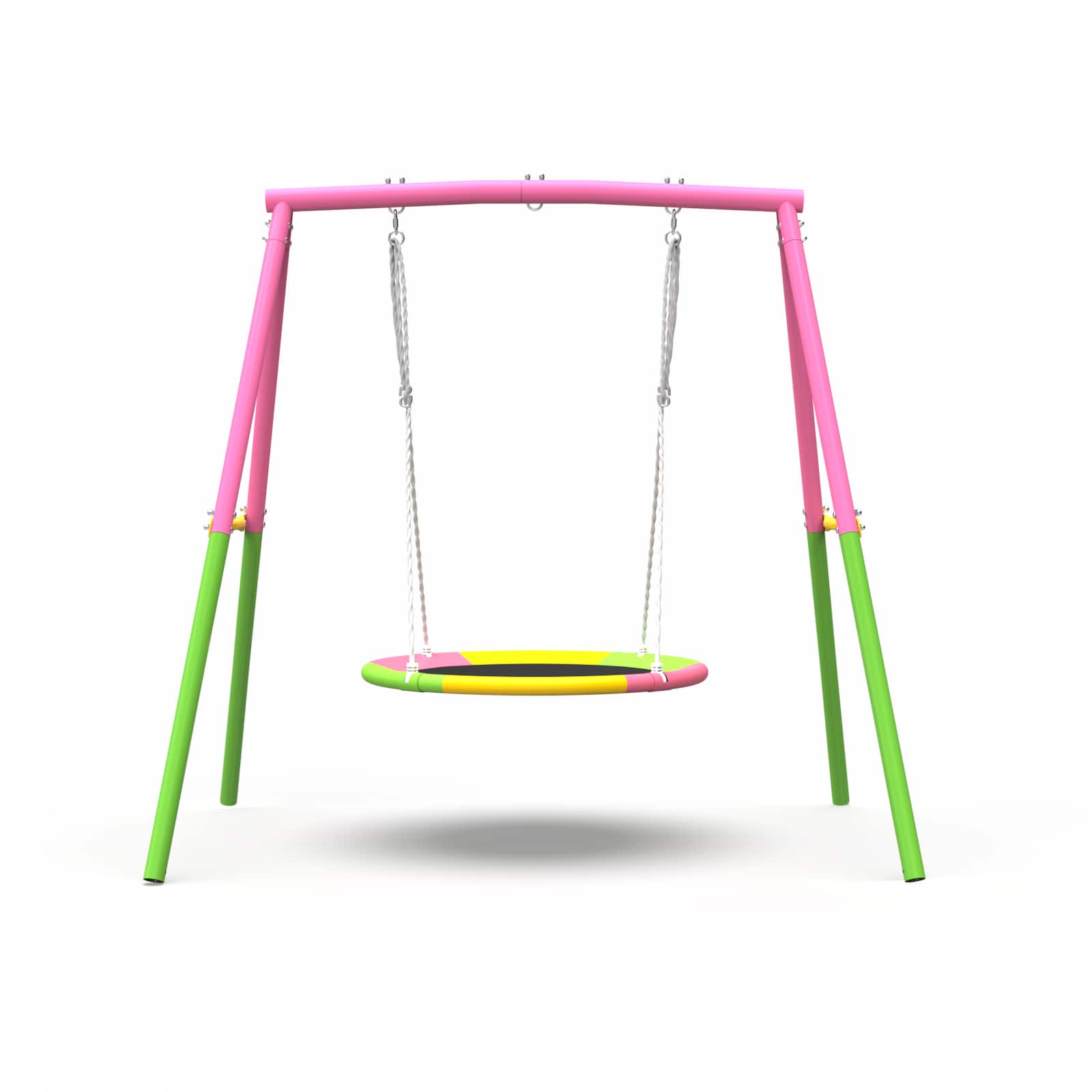 Siljoy - A‑Frame Flying Saucer Swing Set, 440lb Capacity, Full Steel, Rust‑Resistant, for Backyard & Playground - Pink