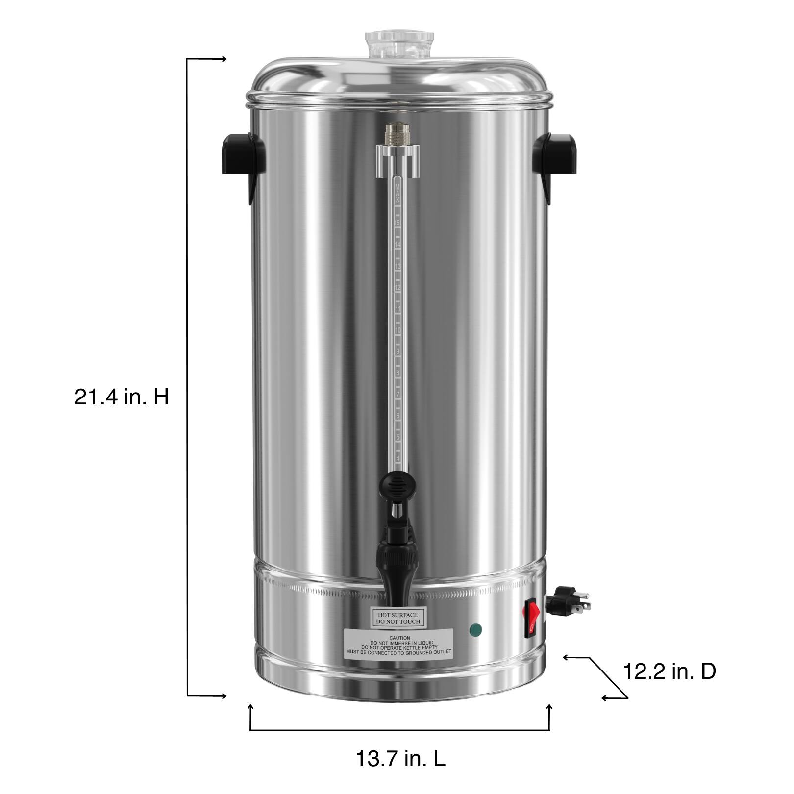 21.4 in. H  
13.7 in. L  
12.2 in. D