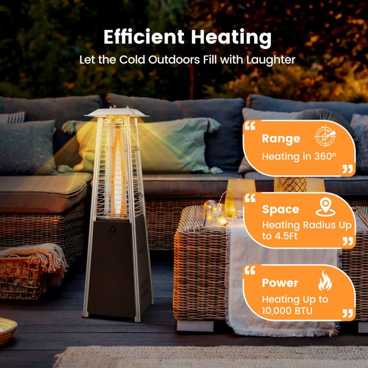Efficient Heating  
Let the Cold Outdoors Fill with Laughter  

"Range Heating in 360°"  
"Space Heating Radius Up to 4.5Ft"  
"Power Heating Up to 10,000 BTU"