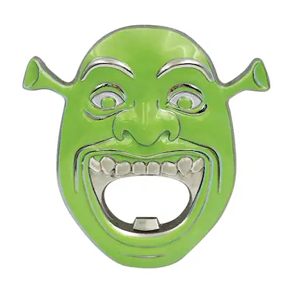 Front. Fanattik - Shrek Face Magnetic Enamel Metal Bottle Opener - Green.