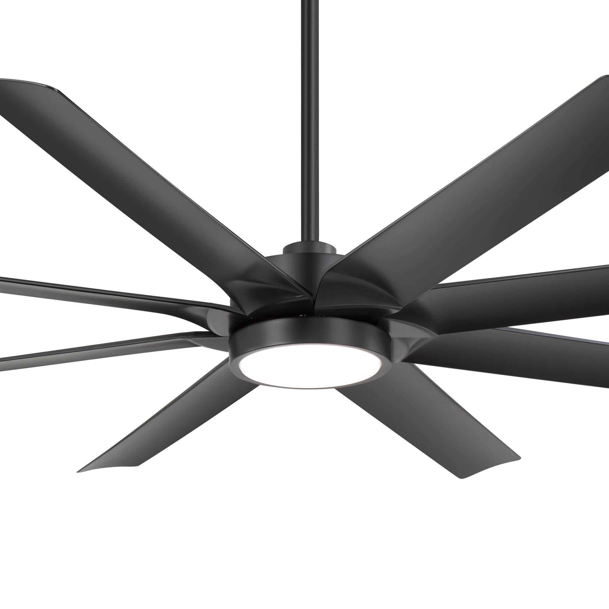 Left. Breezary - 72 Inch Ceiling Fan with 3-Color Light, 8 ABS Blades, 6''&12'' Downrods, DC Motor, 6-Speed Remote with Timer - Matte Black.