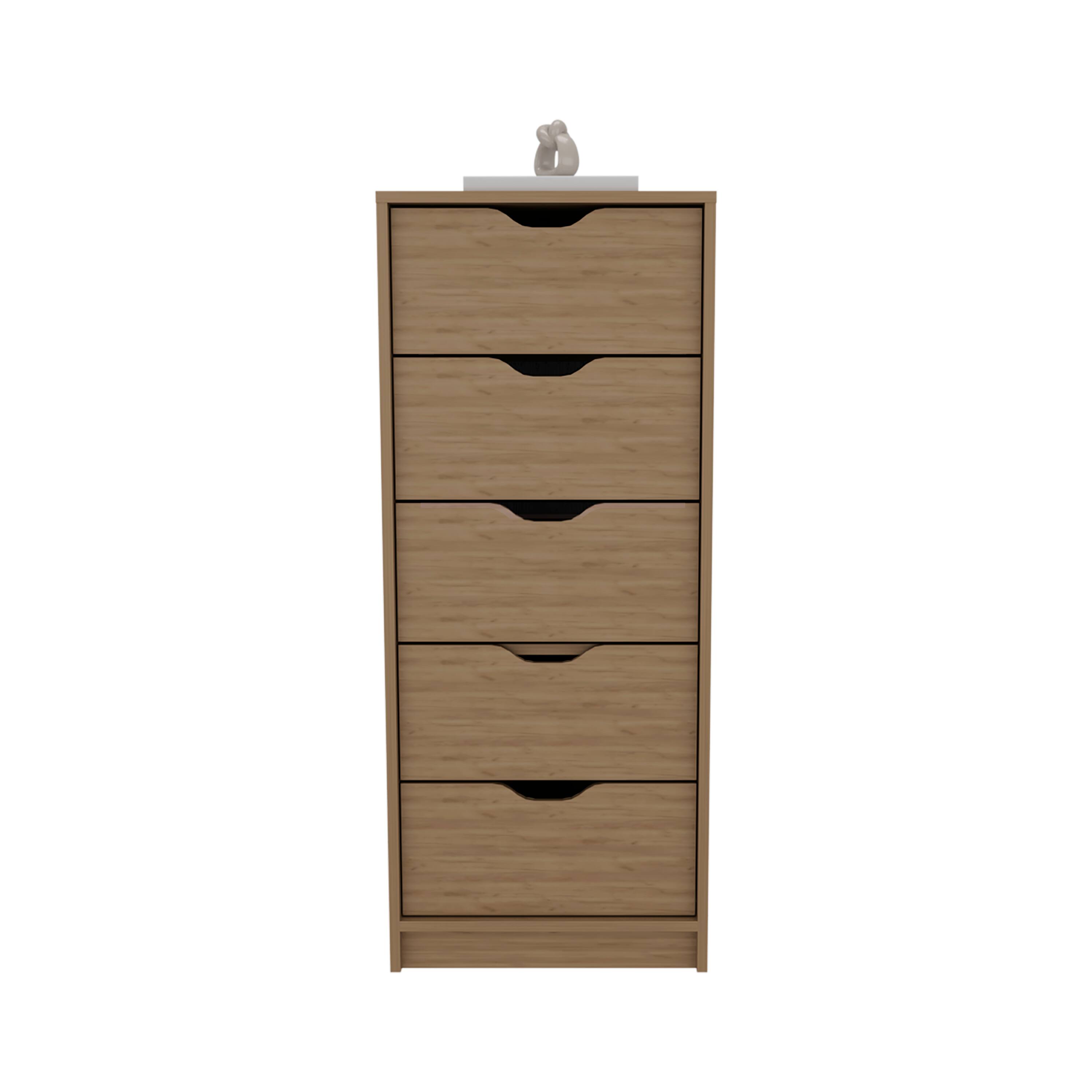Alt View 2. TinyHomie - Dresser 42in H 5 Drawers Slim Storage Chest of Drawers Natural Oak - Beige.