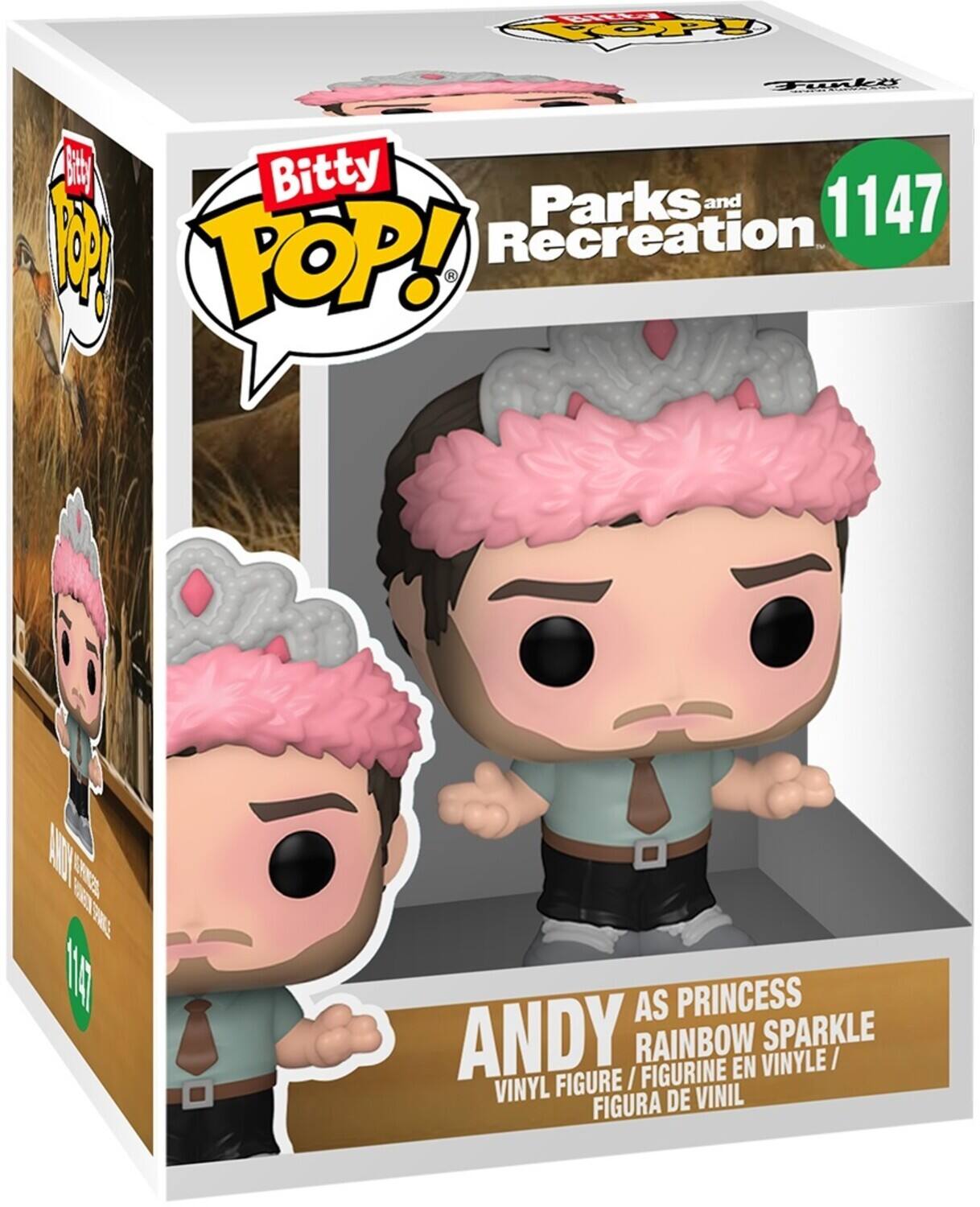 Bitty POP! Parks and Recreation 1147

ANDY AS PRINCESS RAINBOW SPARKLE
VINYL FIGURE / FIGURINE EN VINYLE / FIGURA DE VINIL