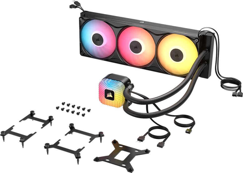 Alt View 2. CORSAIR - NAUTILUS II 360 RS ARGB Liquid CPU Cooler – Vibrant ARGB, FlowDrive 2S Pump, RS II ARGB Uni Frame Fans, 360mm Radiator - Black.