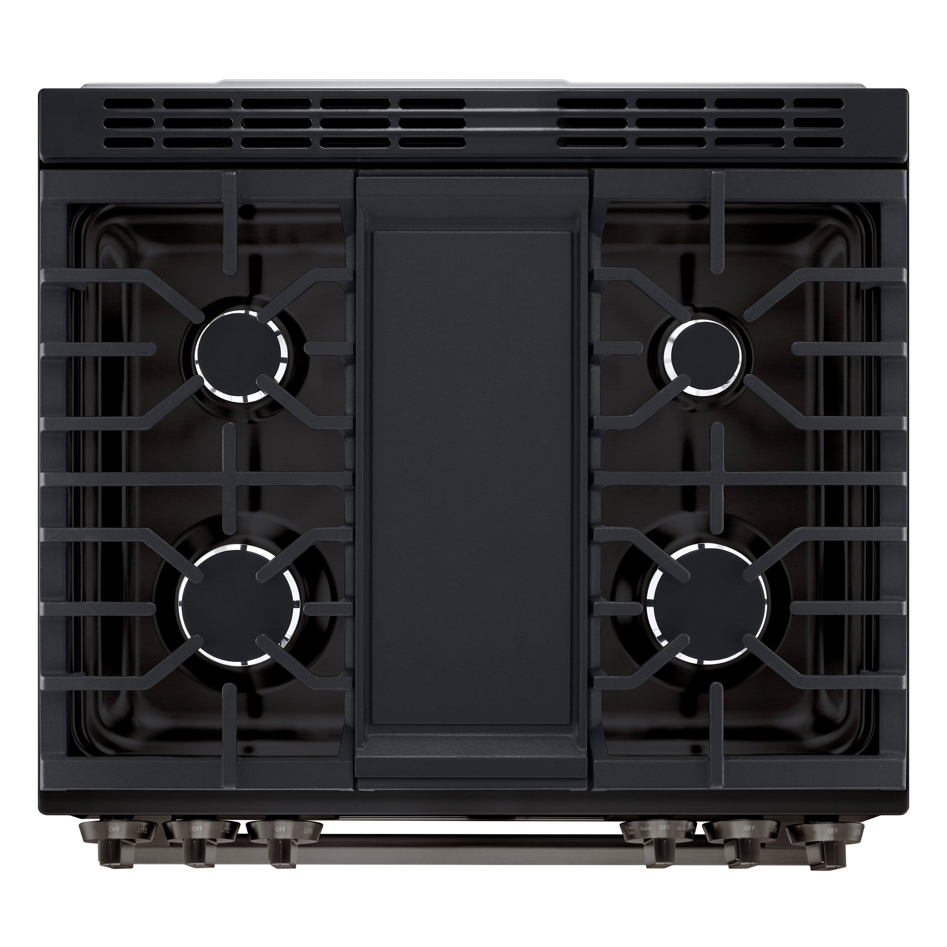 Alt View 16. LG - 6.3 Cu. Ft. Slide-In Gas True Convection Smart Range with EasyClean, Air Fry and UltraHeat 20K BTU Power Burner - Black Stainless Steel.